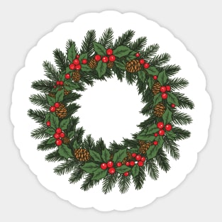 Classic Christmas Wreath Sticker